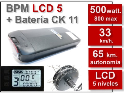 Kit Motor BPM 800w LCD Centralita 22Ah Completo+Bateria 11Ah 3C