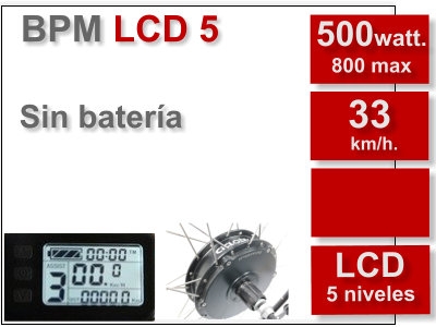 Kit Motor BPM 800w LCD Centralita 22Ah Completo sin Bateria - Haga click en la imagen para cerrar